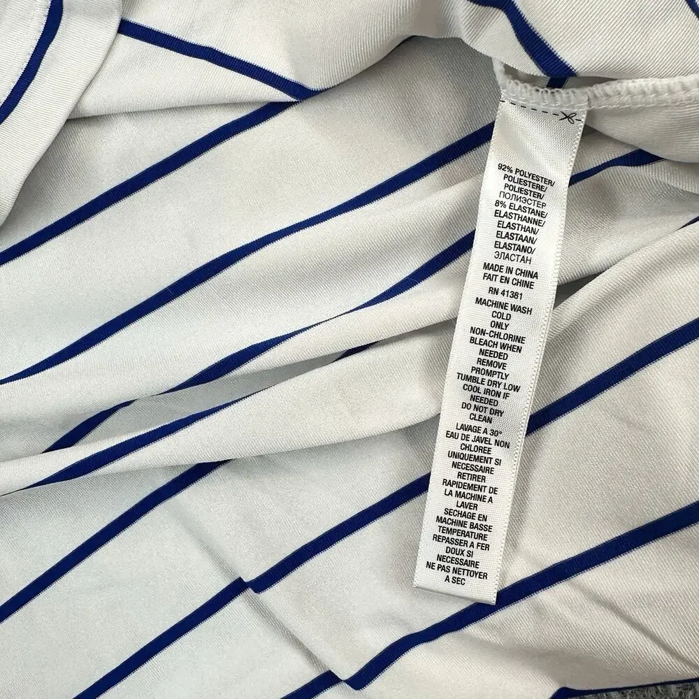 RLX Ralph Lauren Golf Polo Shirt Mens M White Blue Stripe Stretch Performance